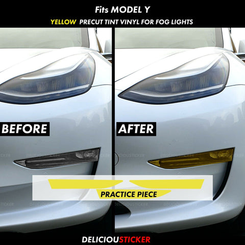 Yellow Bottom Fog Light Overlays (Fits For: Tesla Model Y) (Copy)