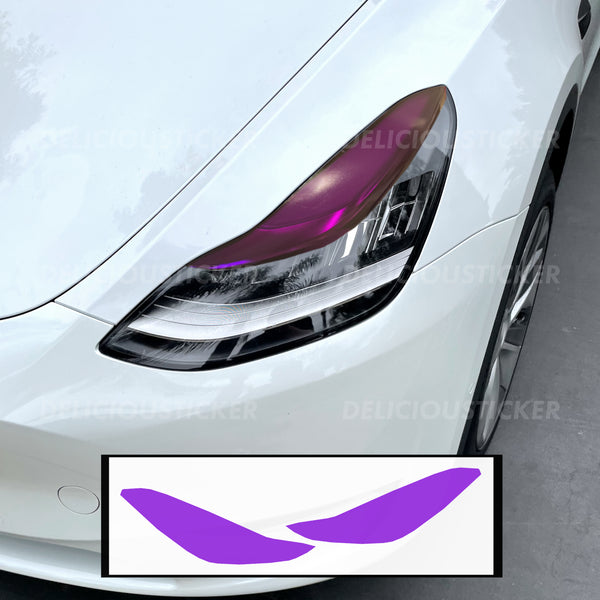 Purple Upper DRL Eyelid Headlight Overlays (Fits For: Tesla Model 3)