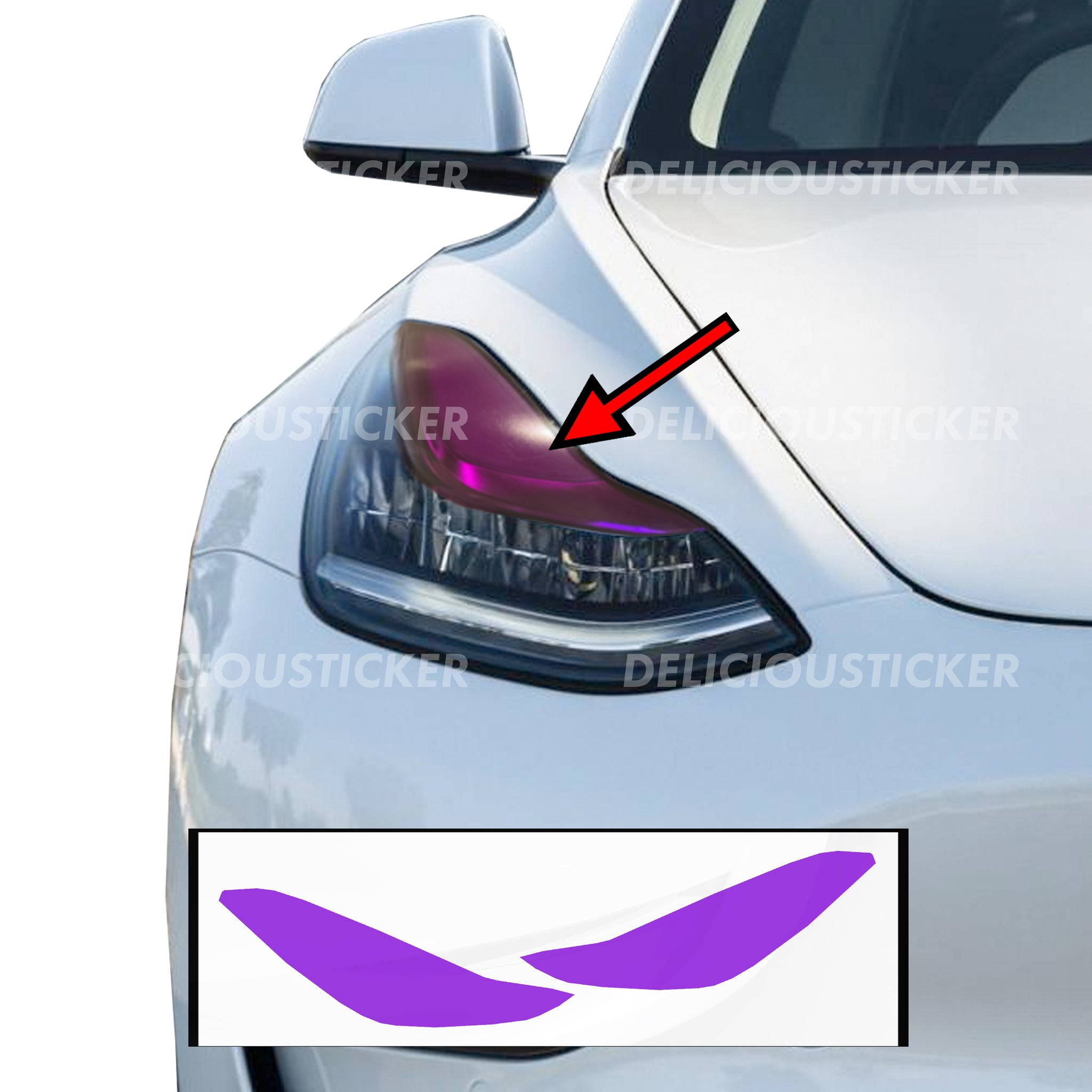 Purple Upper DRL Eyelid Headlight Overlays (Fits For: Tesla Model 3)